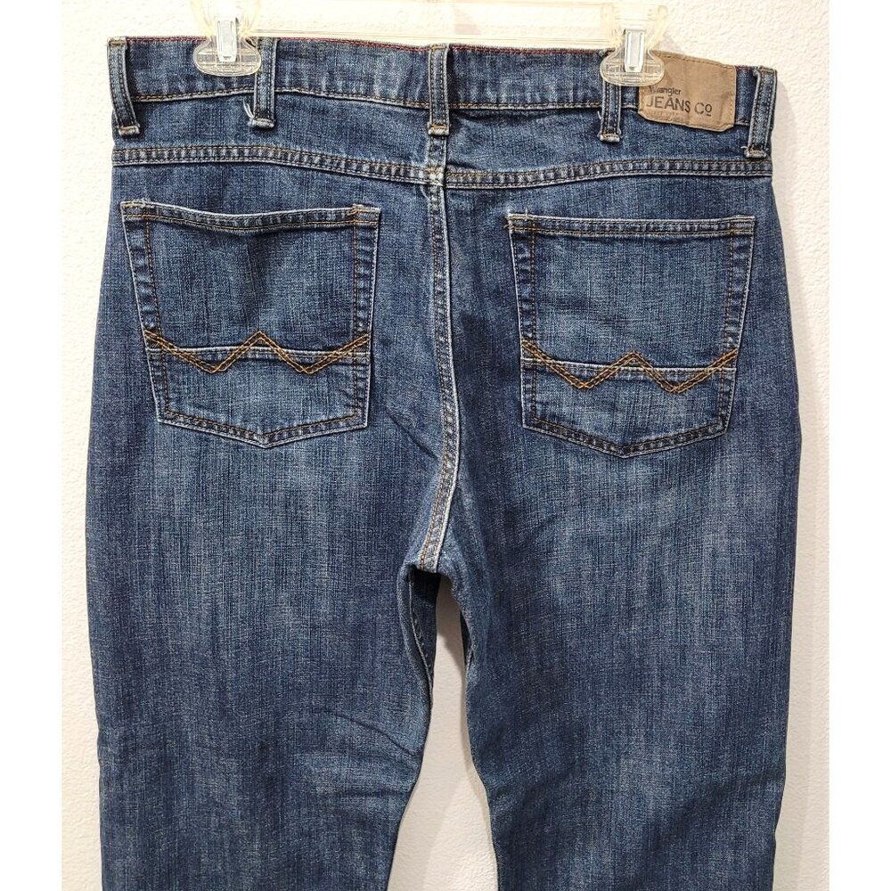 Mens Wrangler Relaxed Straight Fit Blue Denim Jeans Size 34 X 30 - Picture 6 of 9